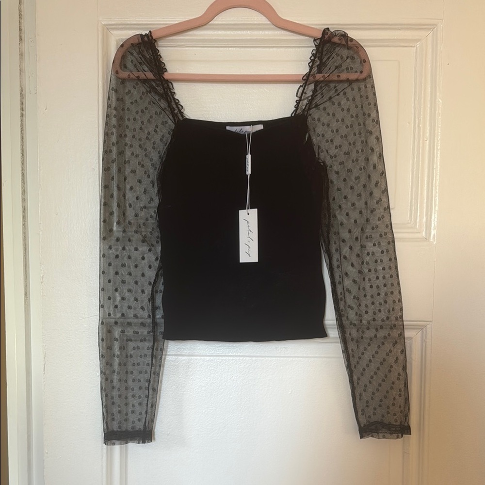 Petal & Pup Black Fitted Ruffled Blouse